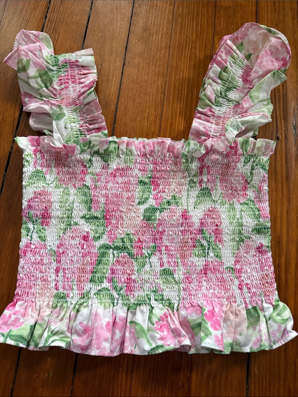 Hill House Floral Smocked Ruffle Tank